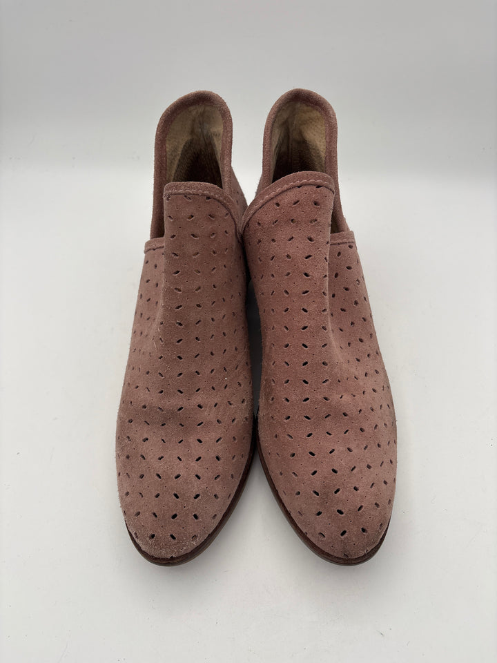 Womens Lucky Brand Size 7.5 Rosy Tan Suede Cutout Ankle Boots