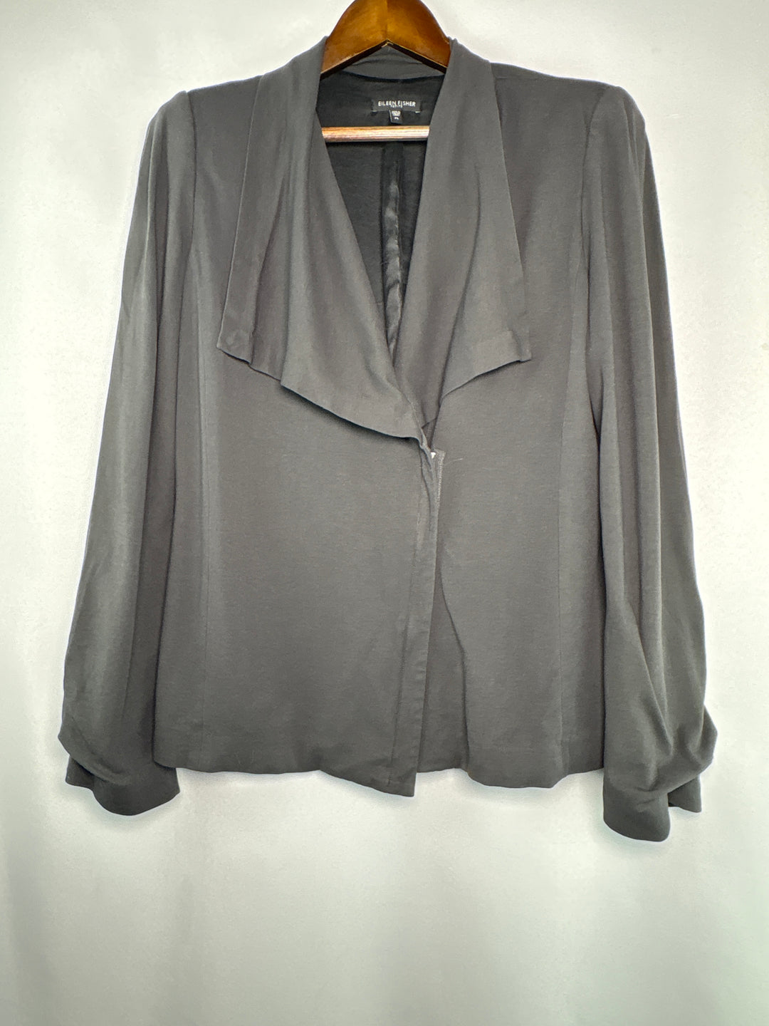 Eileen Fisher Womens Petite Large Dark Gray Half Zip Stretch Jacket