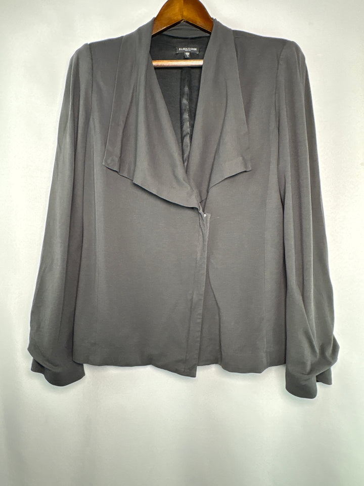 Eileen Fisher Womens Petite Large Dark Gray Half Zip Stretch Jacket