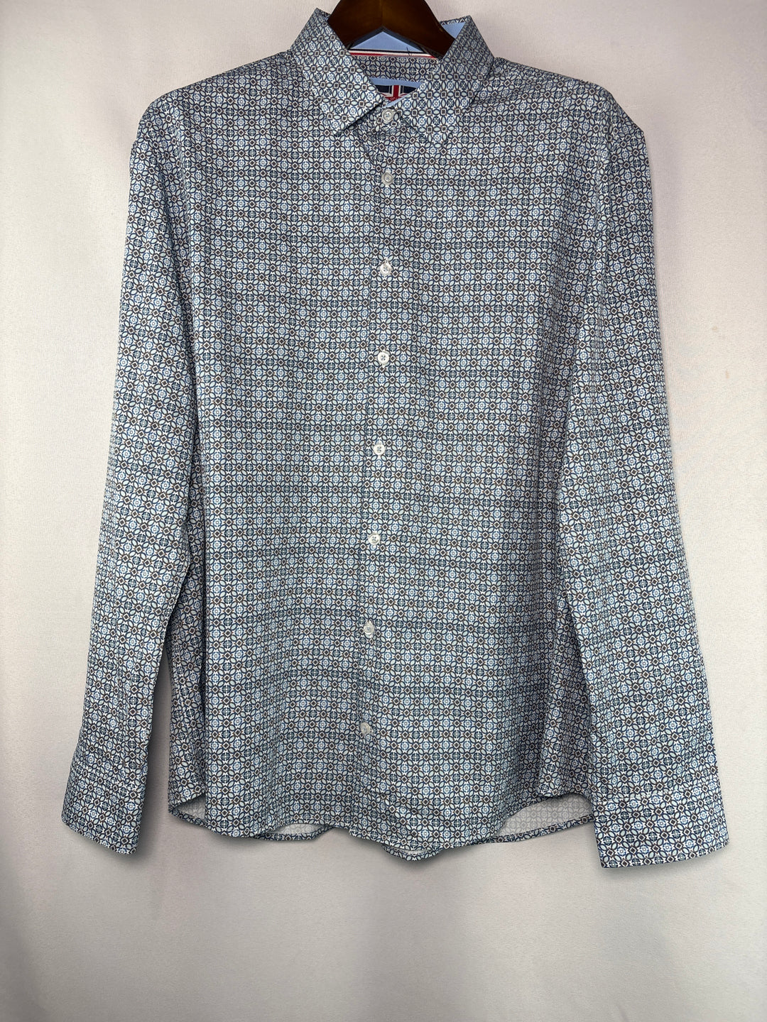 Men’s Soul Of London XXL Blue Abstract Pattern Dress Shirt