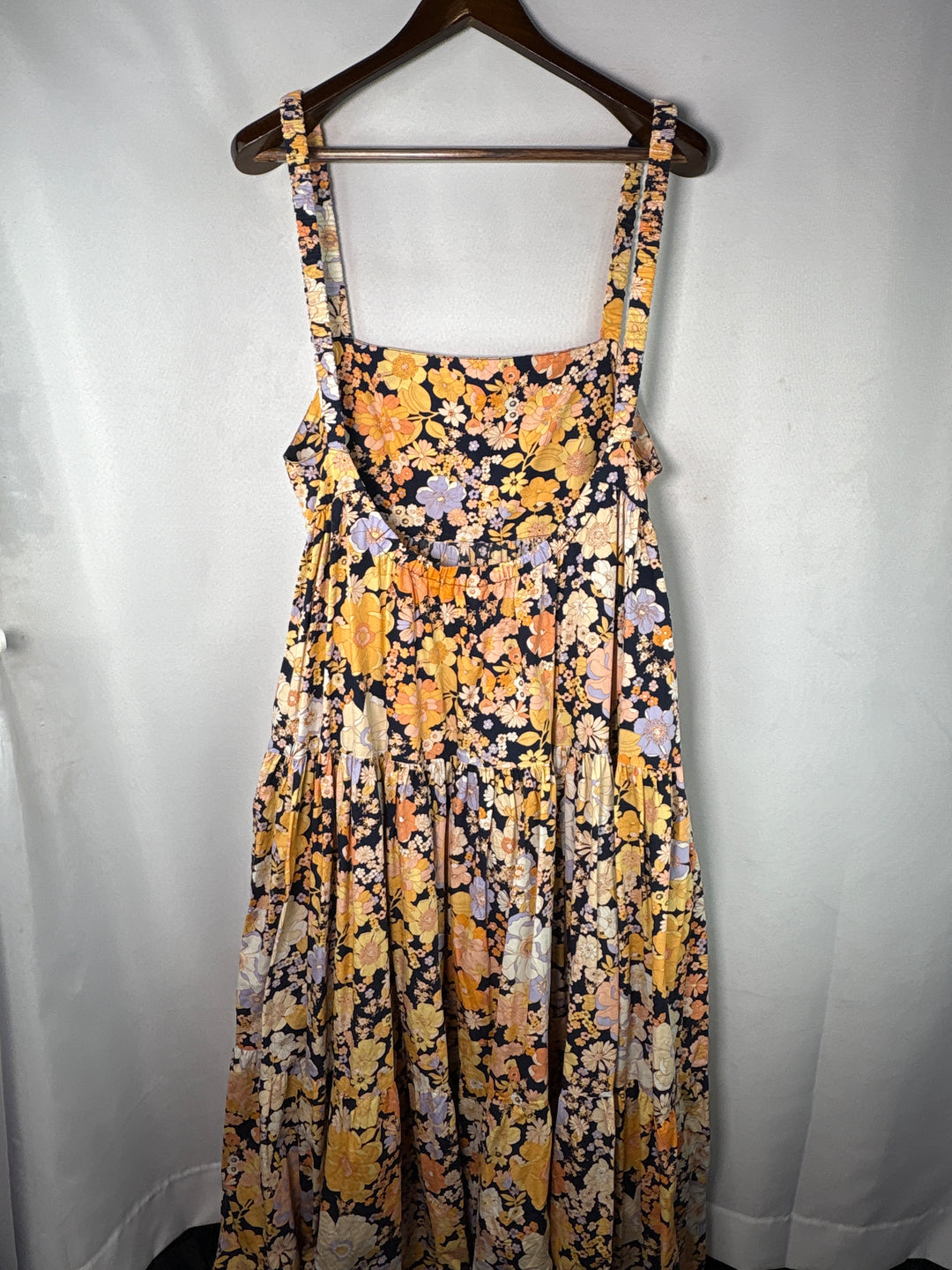 Women’s Free People Large Purple &amp; Orange Floral Maxi Dress