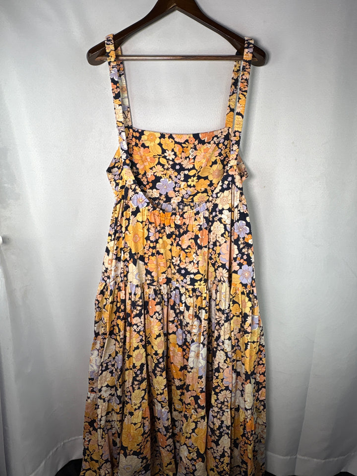 Women’s Free People Large Purple &amp; Orange Floral Maxi Dress