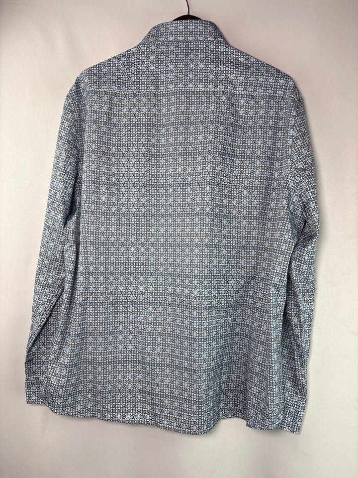 Men’s Soul Of London XXL Blue Abstract Pattern Dress Shirt