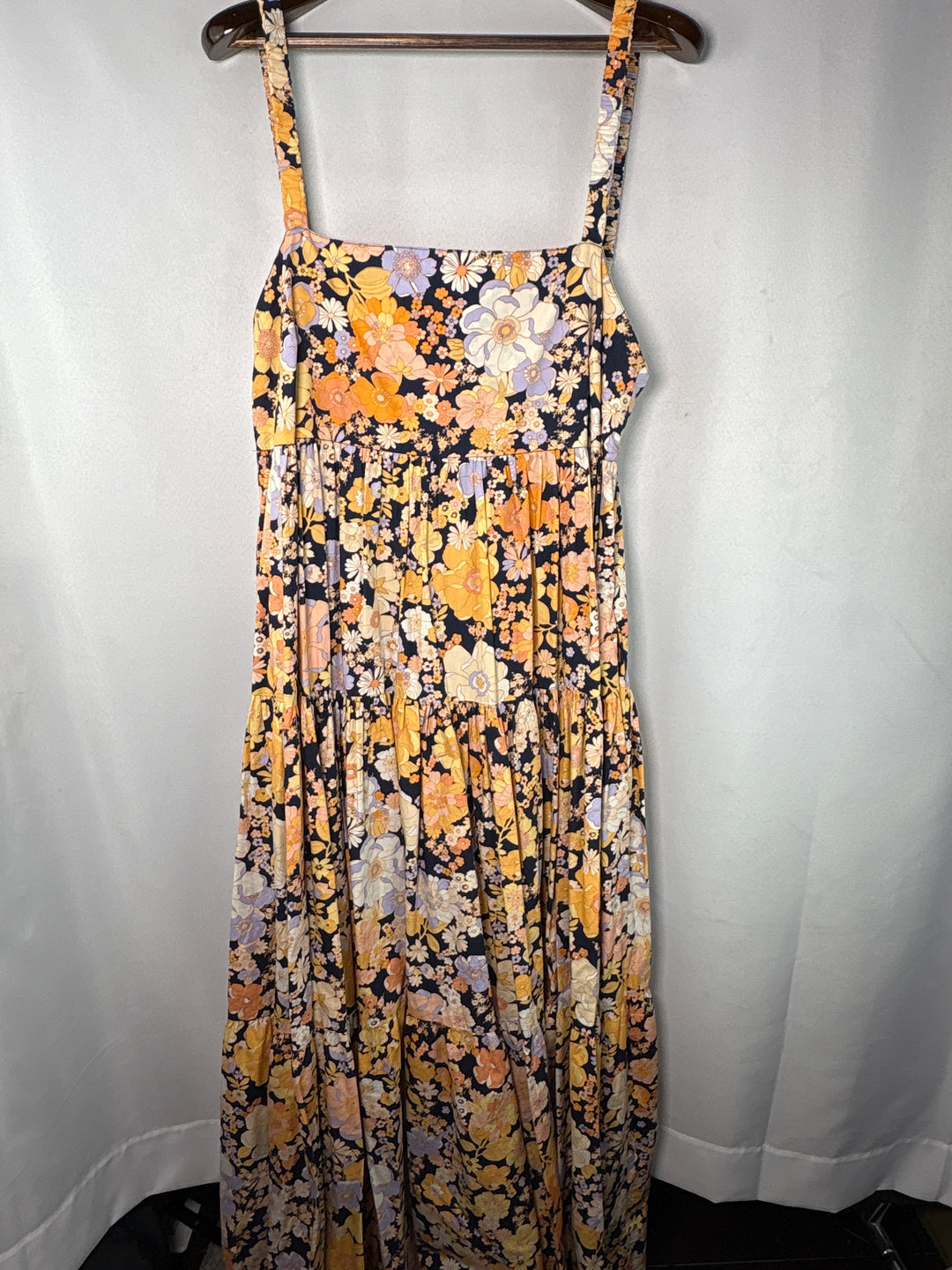 Women’s Free People Large Purple &amp; Orange Floral Maxi Dress