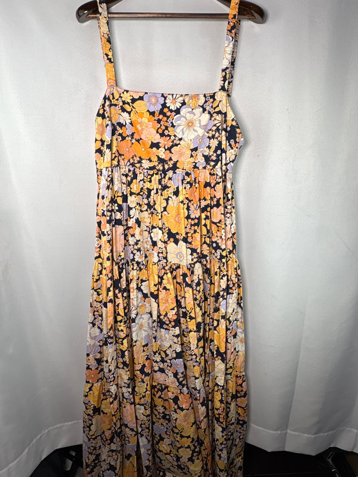 Women’s Free People Large Purple &amp; Orange Floral Maxi Dress