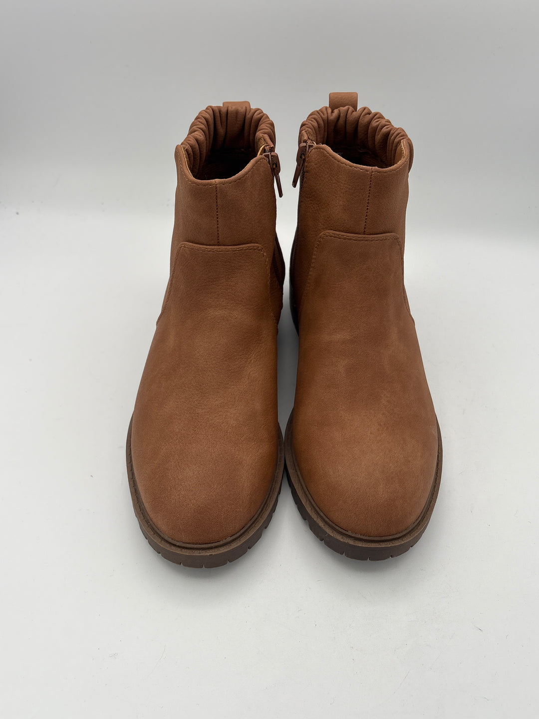 Womens SM New York Brown Soft Leather Ankle Boots Side Zipper Size 7.5