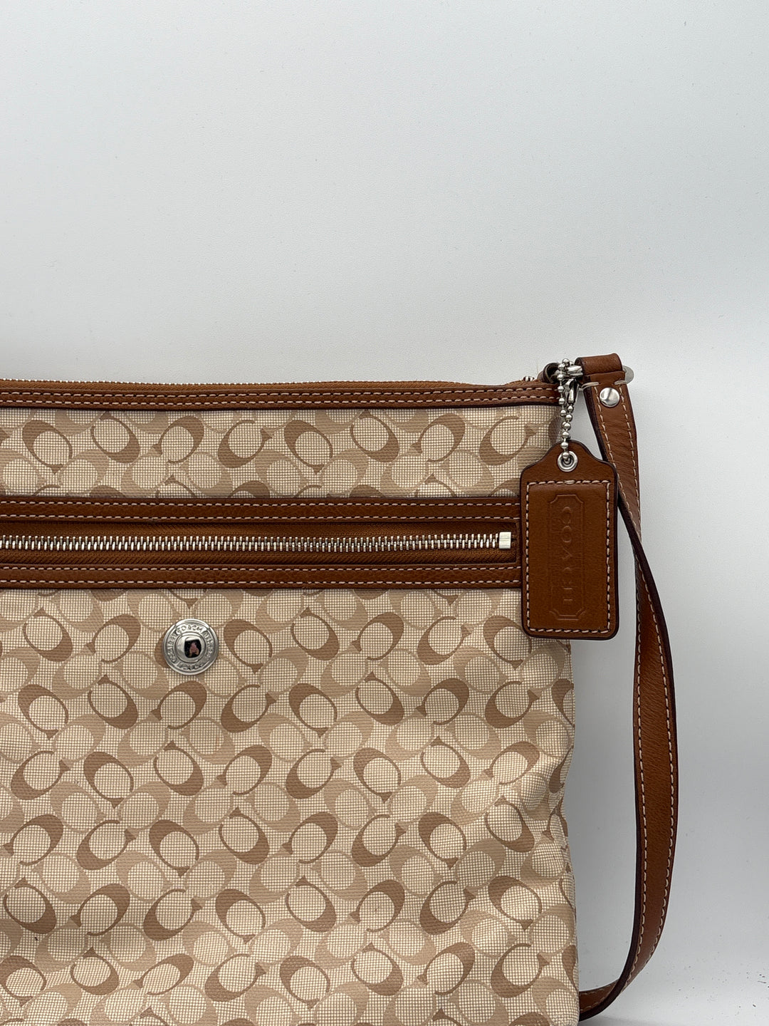 Women’s Vintage Coach Brown &amp; Cream Patterned Crossbody Bag