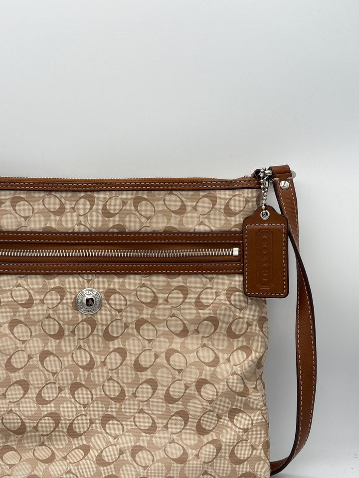 Women’s Vintage Coach Brown &amp; Cream Patterned Crossbody Bag
