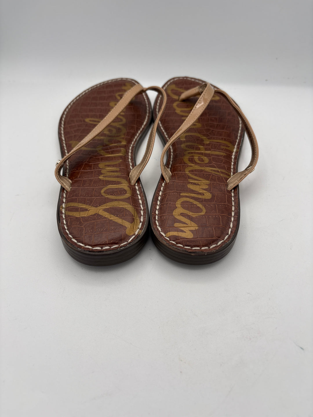 Women’s Sam Edelman Size 9.5 Nude Faux Leather Thong Sandals