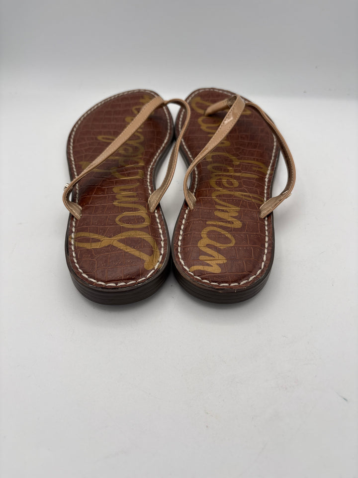 Women’s Sam Edelman Size 9.5 Nude Faux Leather Thong Sandals
