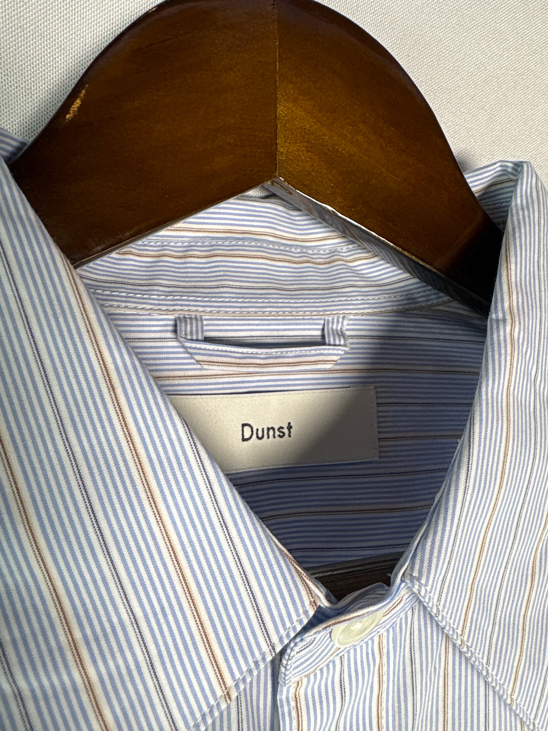 Unisex Dunst Medium Light Blue Striped Button Up Shirt
