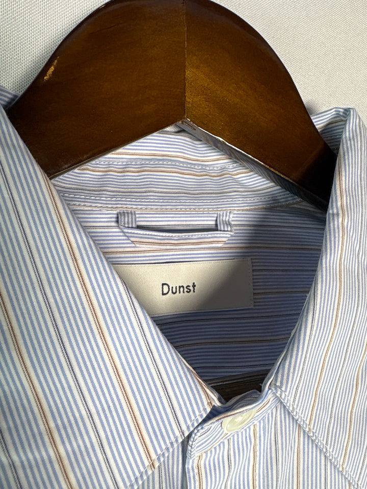 Unisex Dunst Medium Light Blue Striped Button Up Shirt