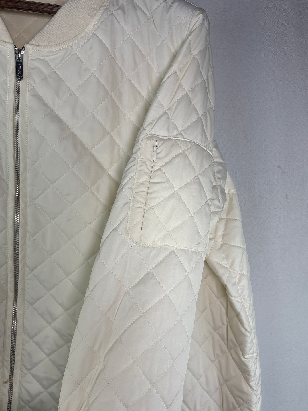 Zella Womens Size 3X Creamy White Long Quilted Puffer Jacket With Side Zippers