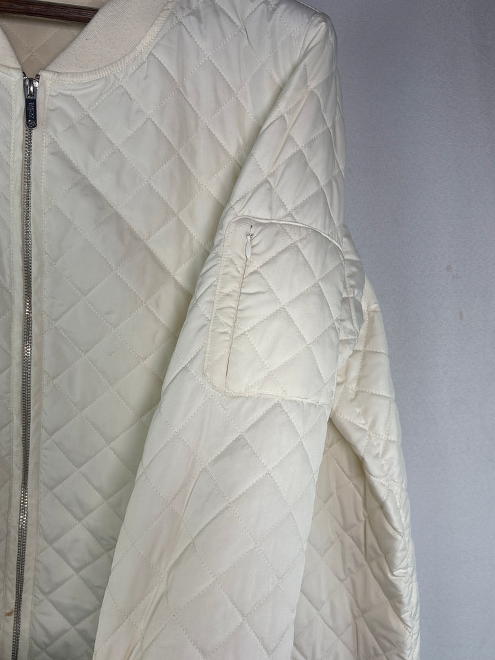 Zella Womens Size 3X Creamy White Long Quilted Puffer Jacket With Side Zippers