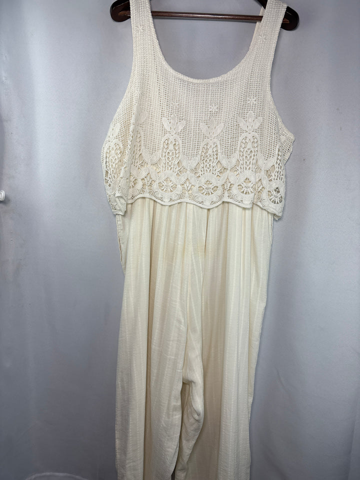 Women’s Lucky Brand XL Cream Lacy Jumpsuit