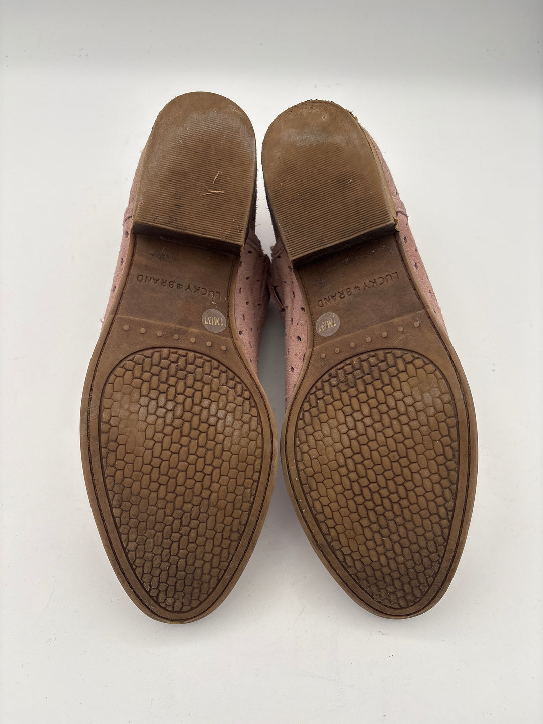Womens Lucky Brand Size 7.5 Rosy Tan Suede Cutout Ankle Boots