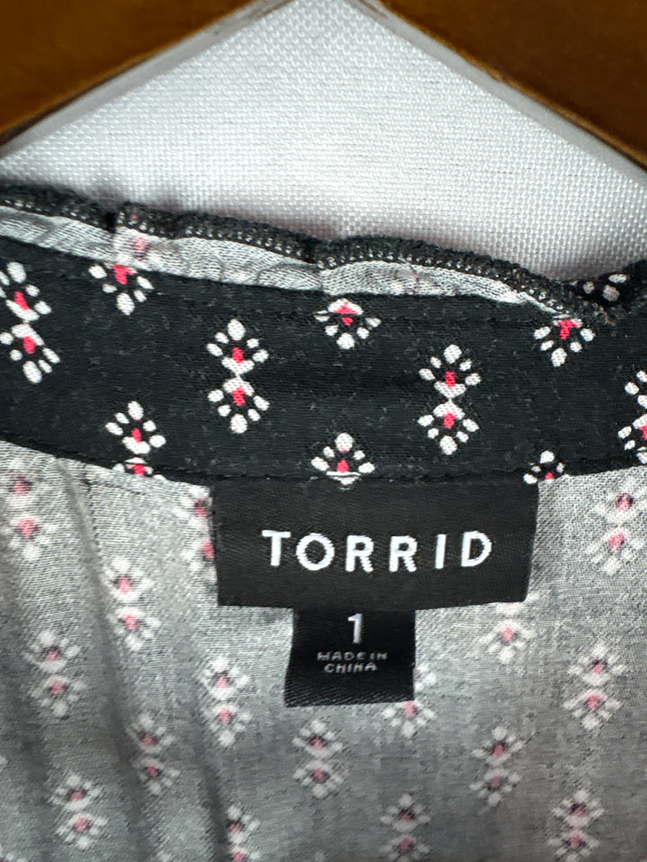 Women’s Torrid Size 1 Black Pattern Maxi Prairie Dress