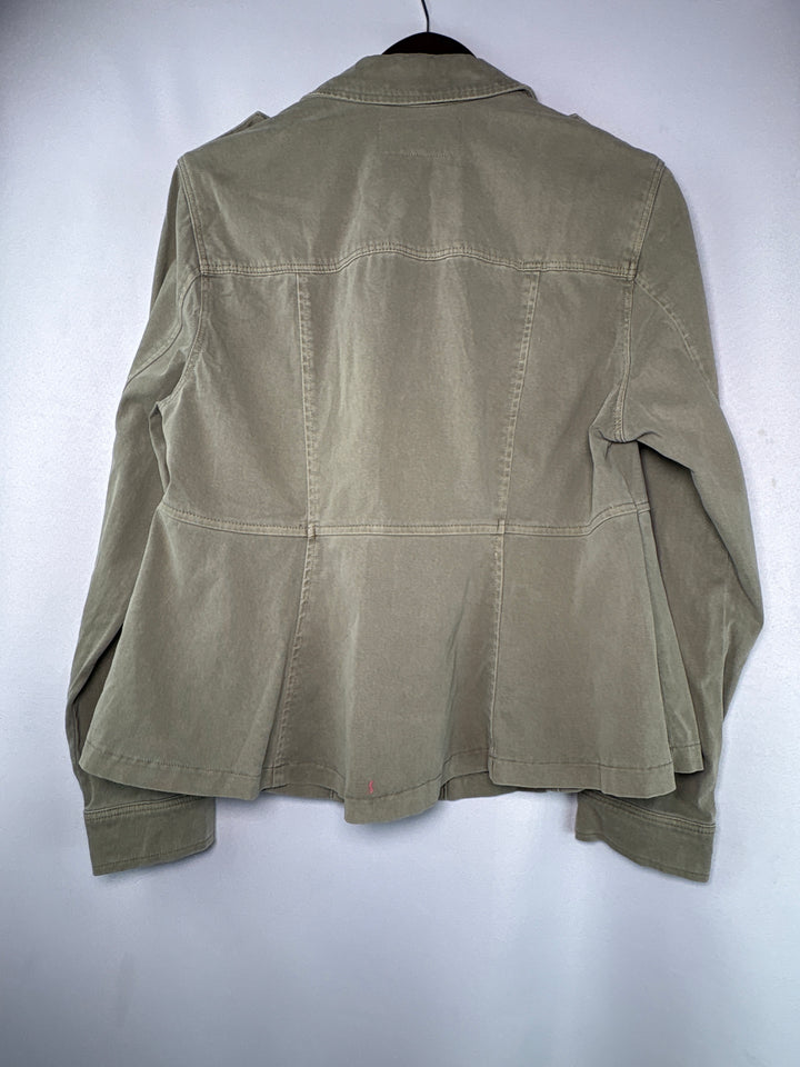 Womens Torrid 1X Sage Green Peplum Utility Jacket Stretch Cotton