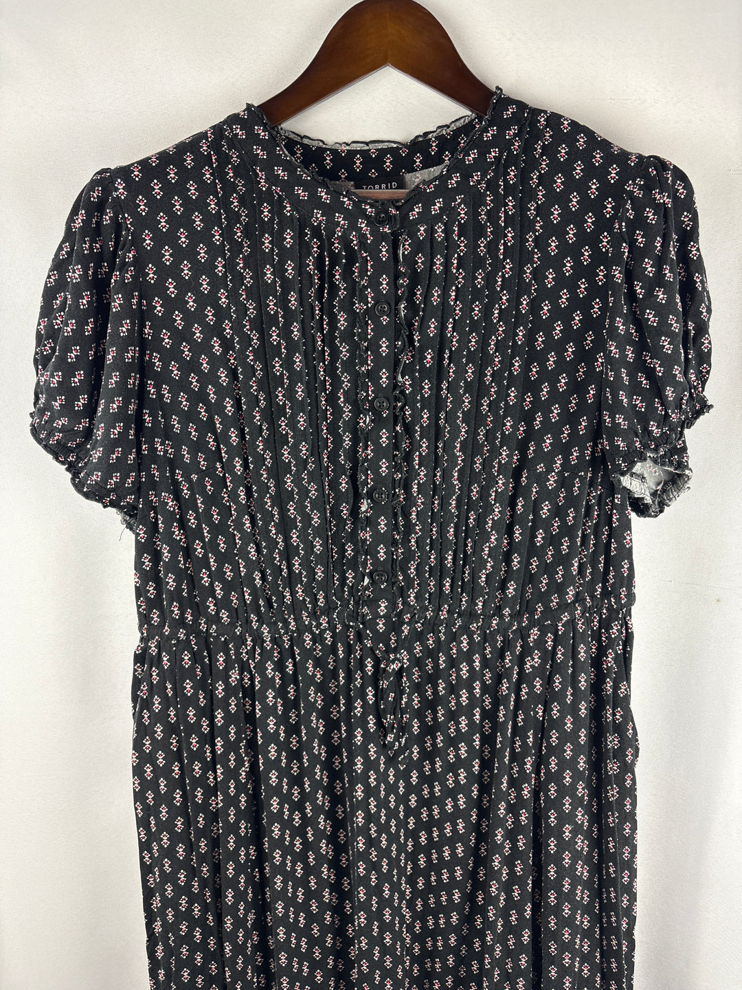 Women’s Torrid Size 1 Black Pattern Maxi Prairie Dress