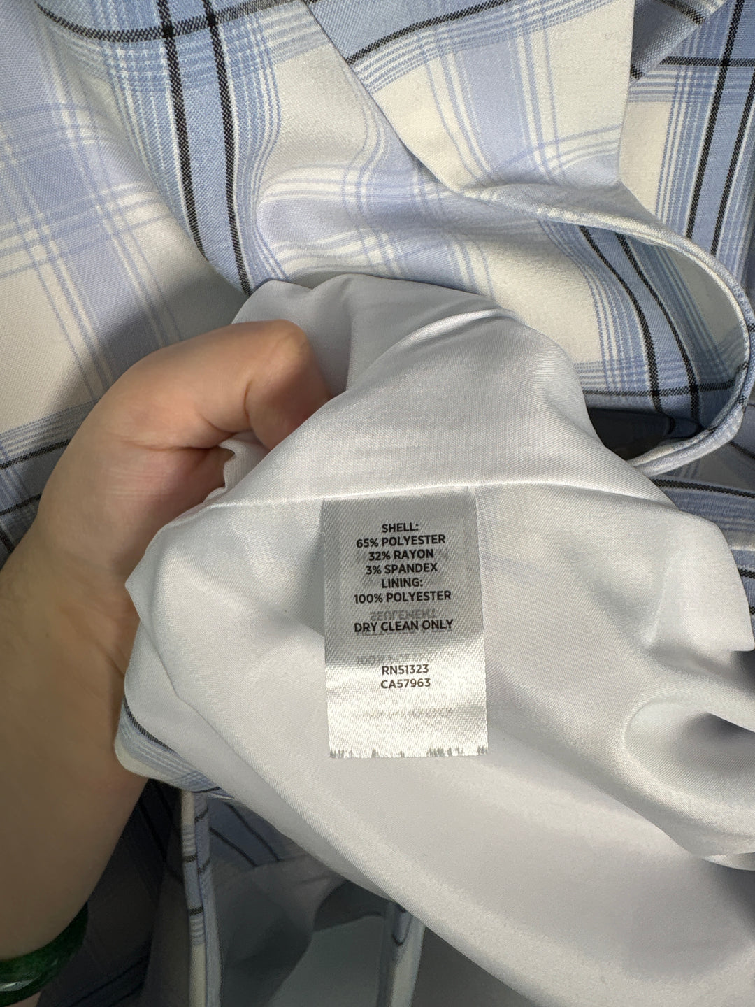 Womens Halogen Size 16W White Blue Plaid Stretch Blazer Jacket
