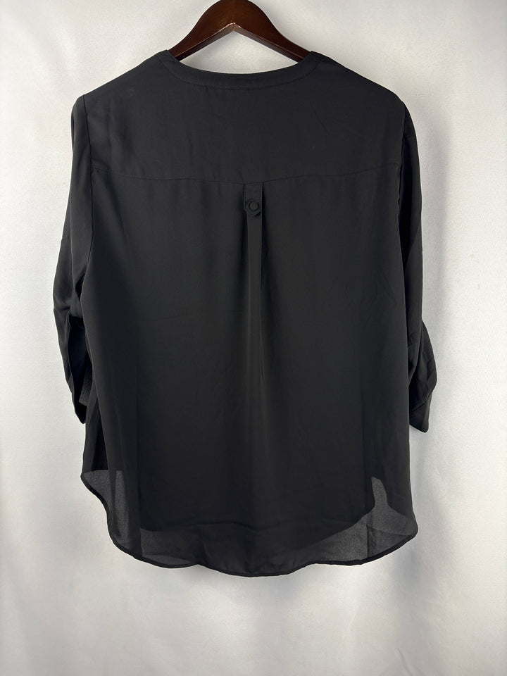 Women’s Torrid Size 2 Sheer Black Half Button Blouse