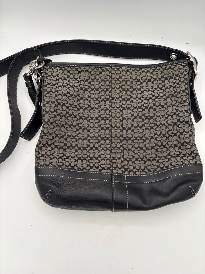 Women’s Vintage Coach Gray &amp; Black Patterned Crossbody Purse
