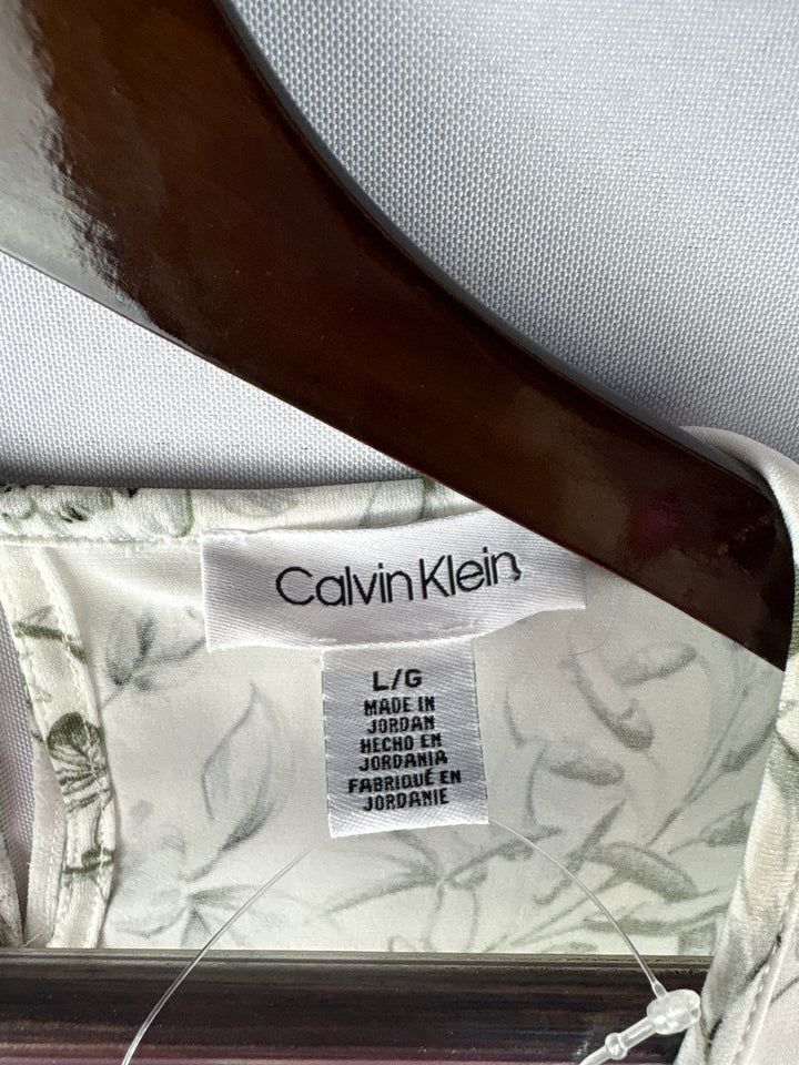 Women’s Calvin Klein Large White w/ Green Florals Blouse
