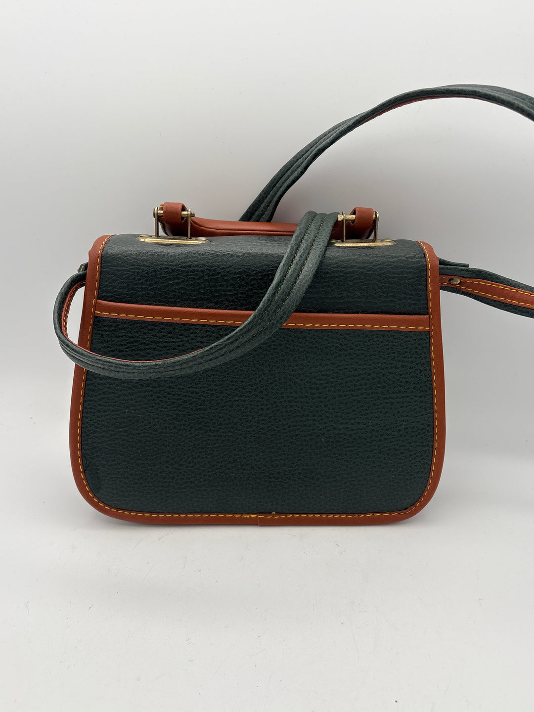 Womens Dooney and Bourke Green Brown Leather Mini Crossbody Handbag