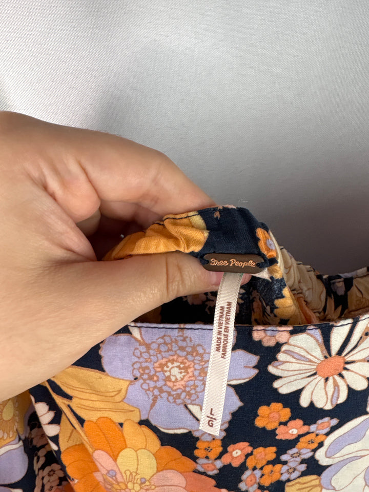 Women’s Free People Large Purple &amp; Orange Floral Maxi Dress