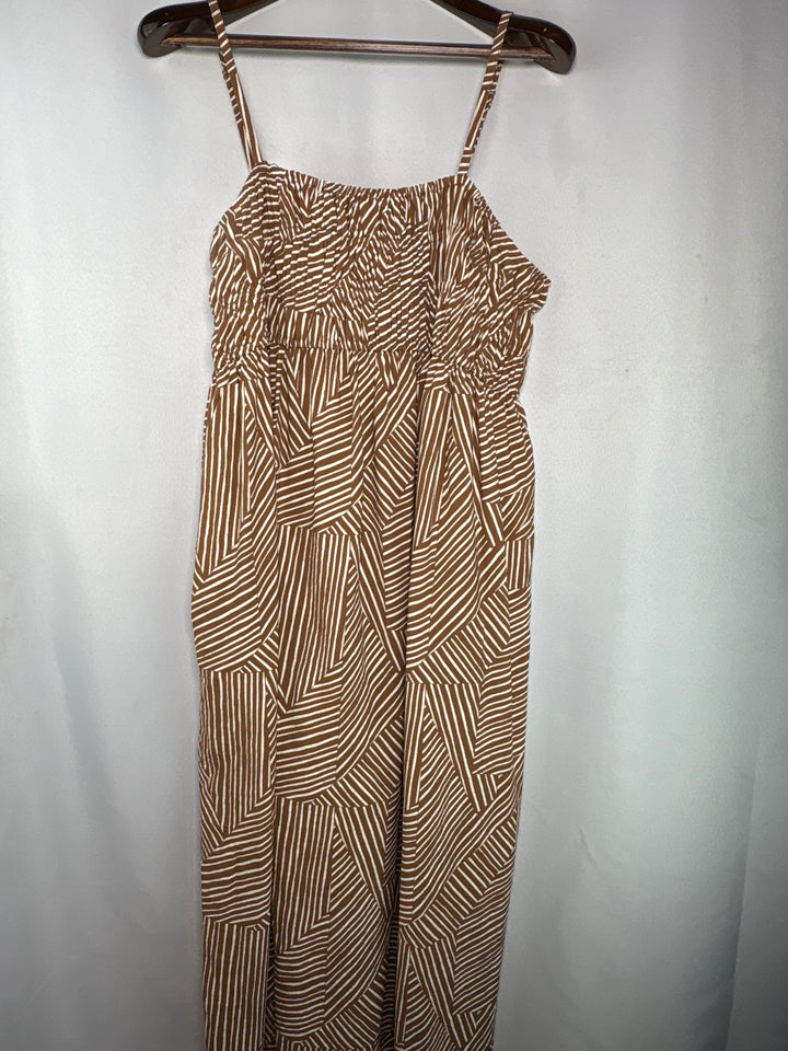 Women’s A New Day XXL Brown &amp; White Patterned Maxi Dress