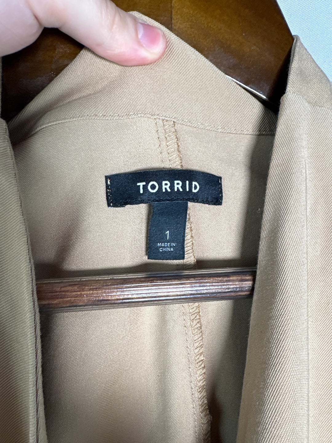 Torrid Womens Size 1 Tan Twill Drape Front Jacket With Buckle Sleeves