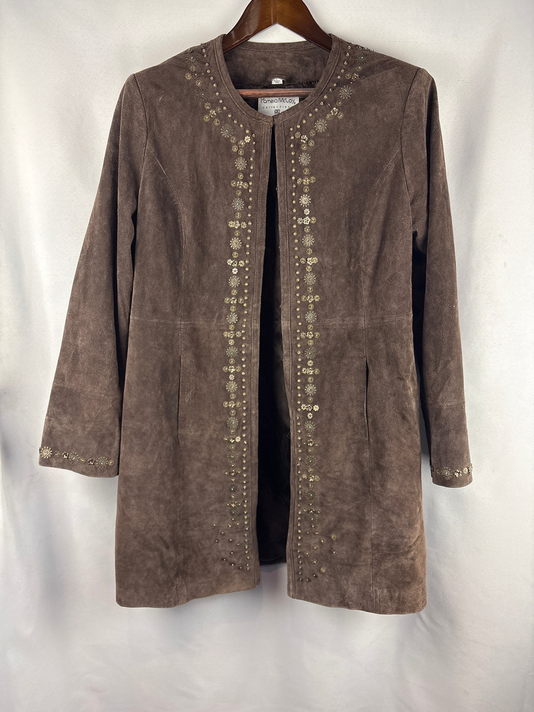 Women’s Pamela McCoy Large Brown Leather Floral Duster