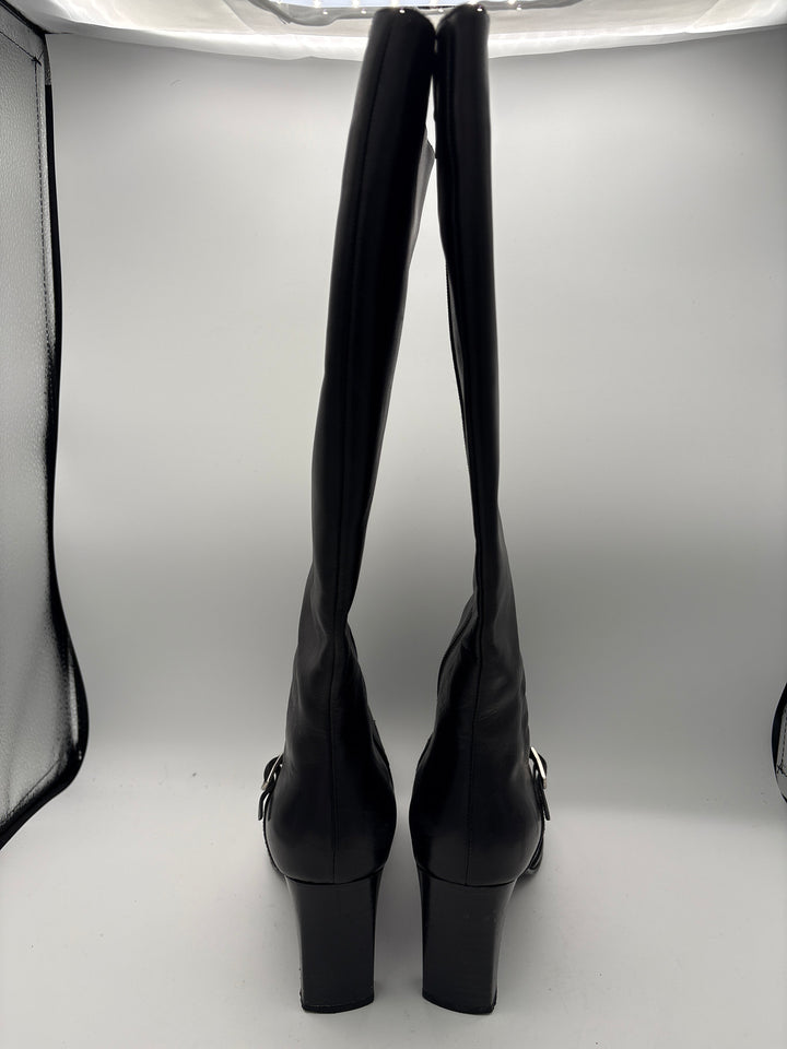 Women’s Etienne Aigner Size 8.5 Black Leather Knee High Boots