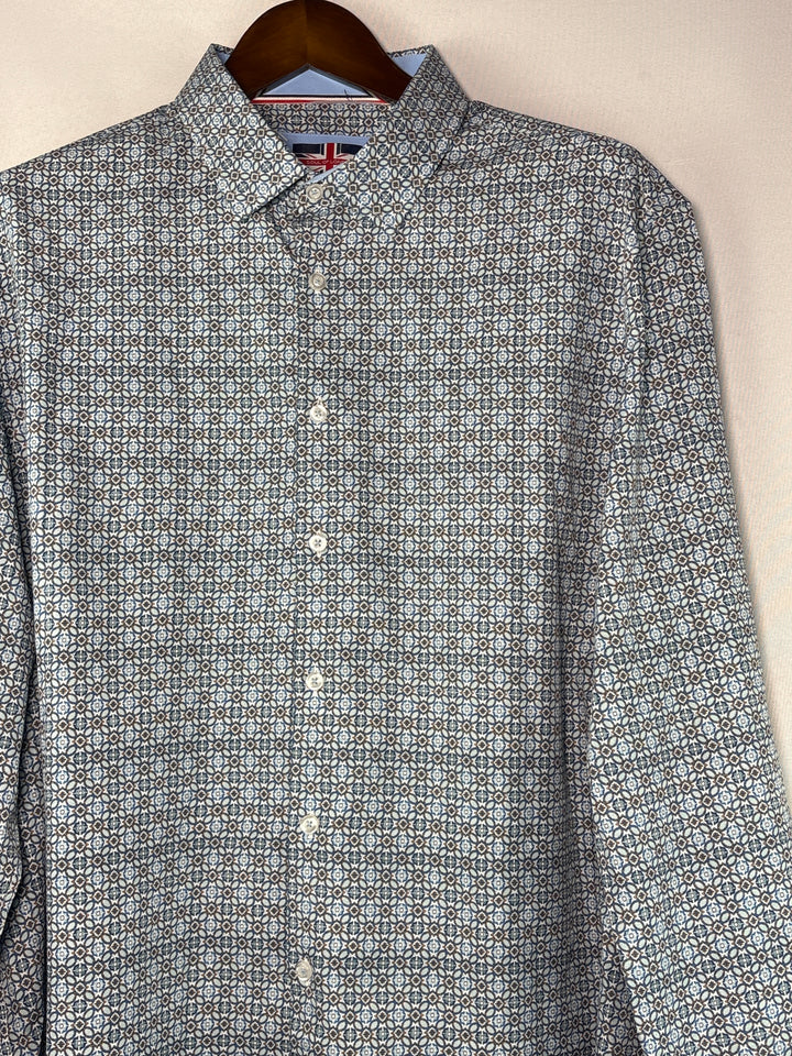 Men’s Soul Of London XXL Blue Abstract Pattern Dress Shirt