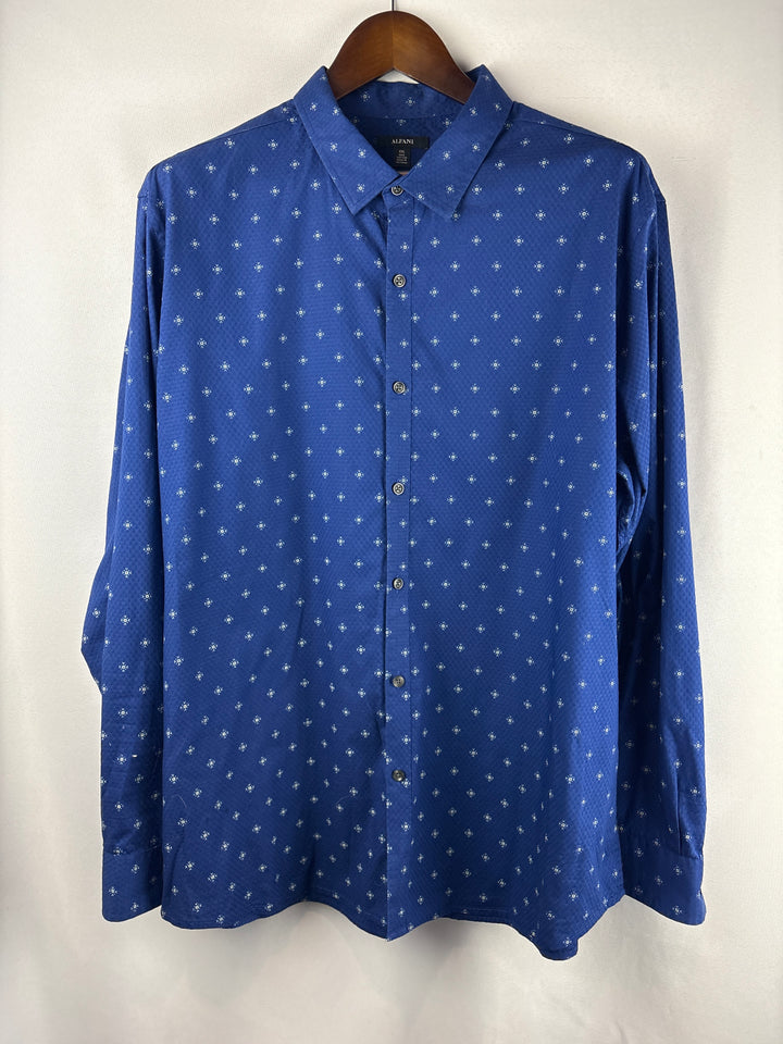 Men’s Alfani XXL Royal Blue Patterned Button Down