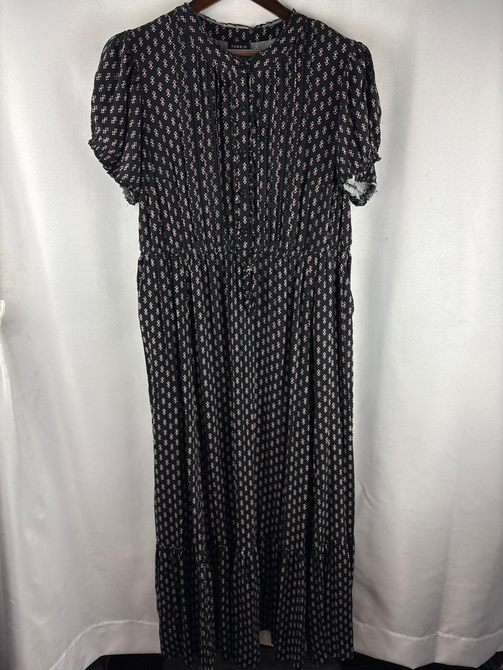Women’s Torrid Size 1 Black Pattern Maxi Prairie Dress