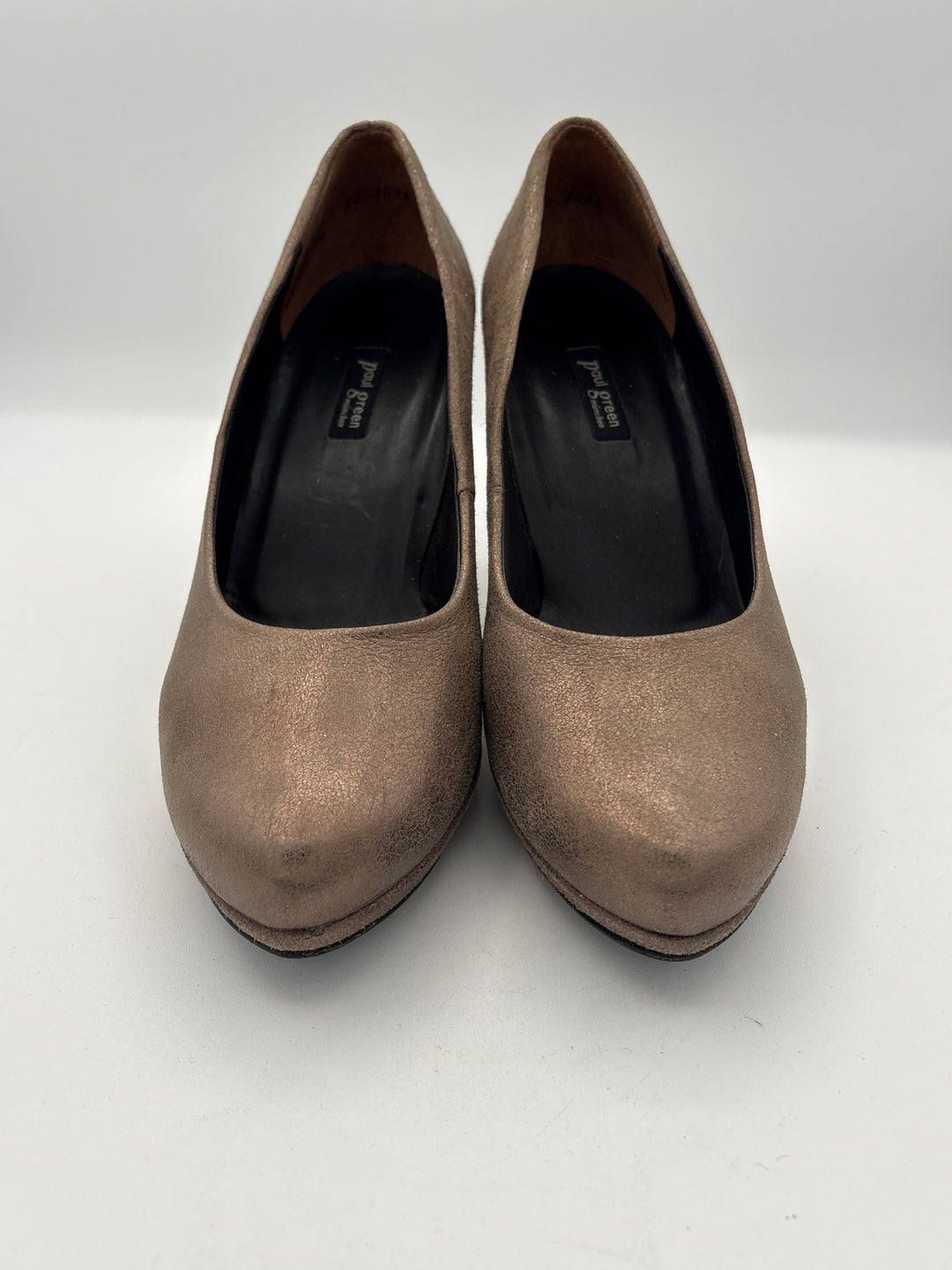 Womens Paul Green Goldish Beige Suede Leather Pumps Size 7.5 4 Inch Heel