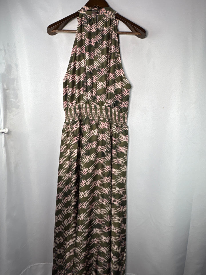 Women’s Mellóday XL Dark Green &amp; Pink Fern Maxi Dress
