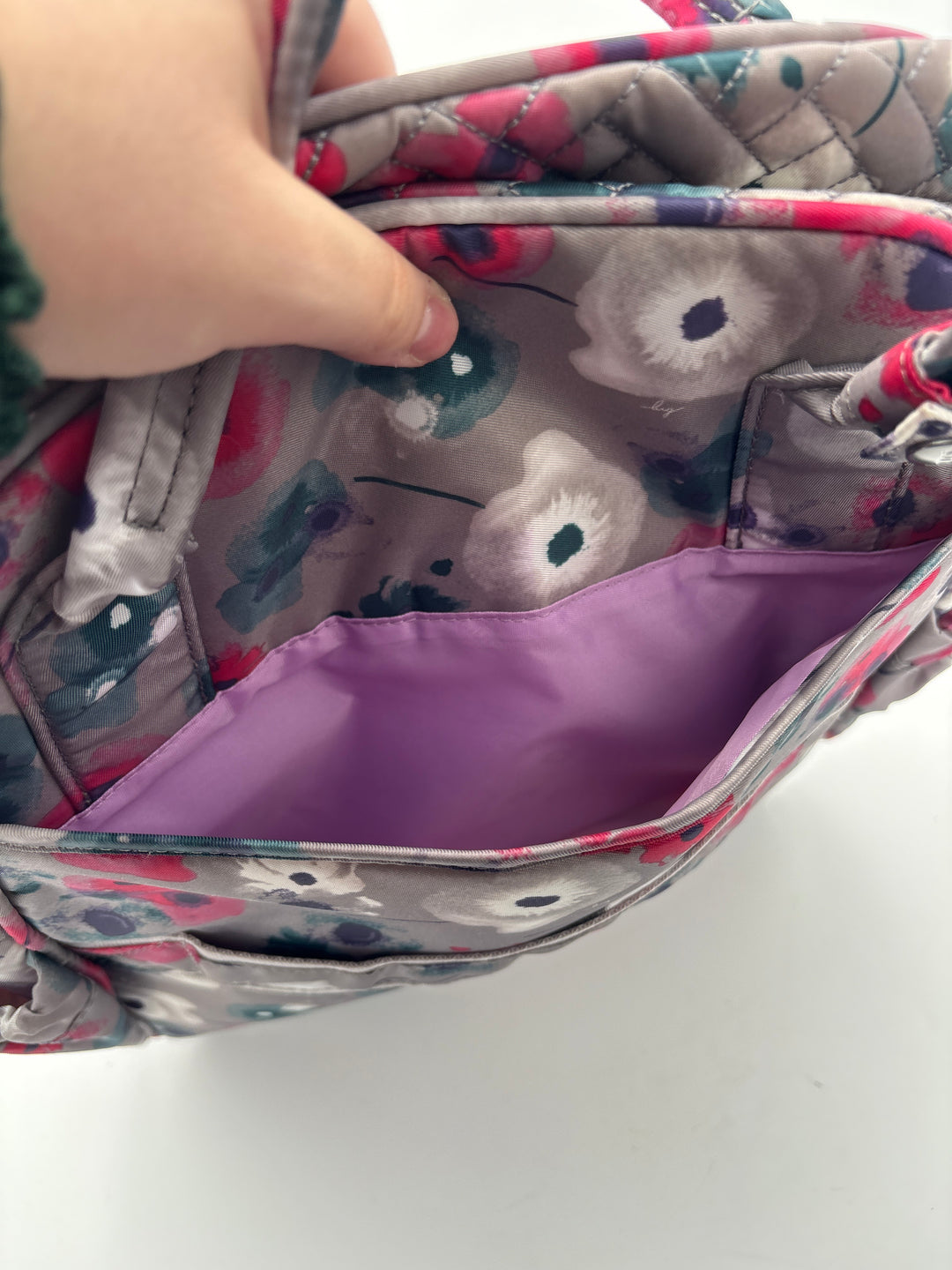Women’s Lug Puddle Jumper Travel Bag Gray Floral Shoulder Bag