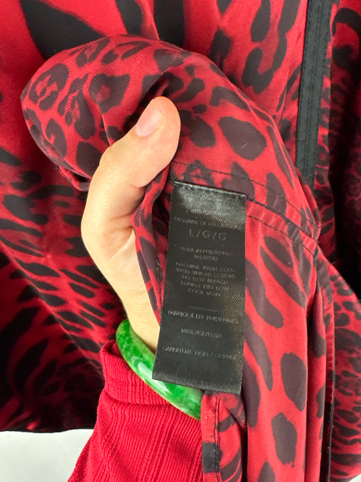 Women’s Natori Large Red &amp; Black Leopard Print MuuMuu