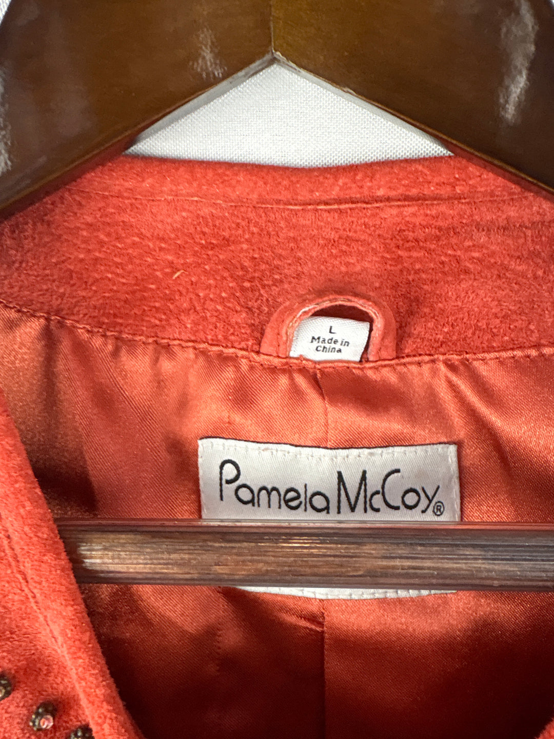 Women’s Pamela McCoy Large Burnt Orange Suede Floral Jacket
