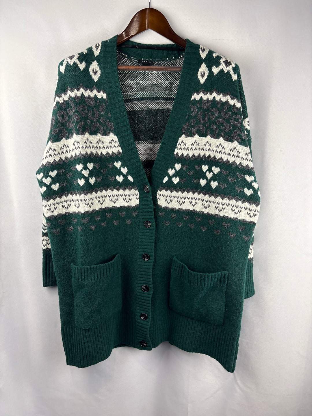 Women’s Torrid Size 1 Dark Green Heart Patterned Cardigan