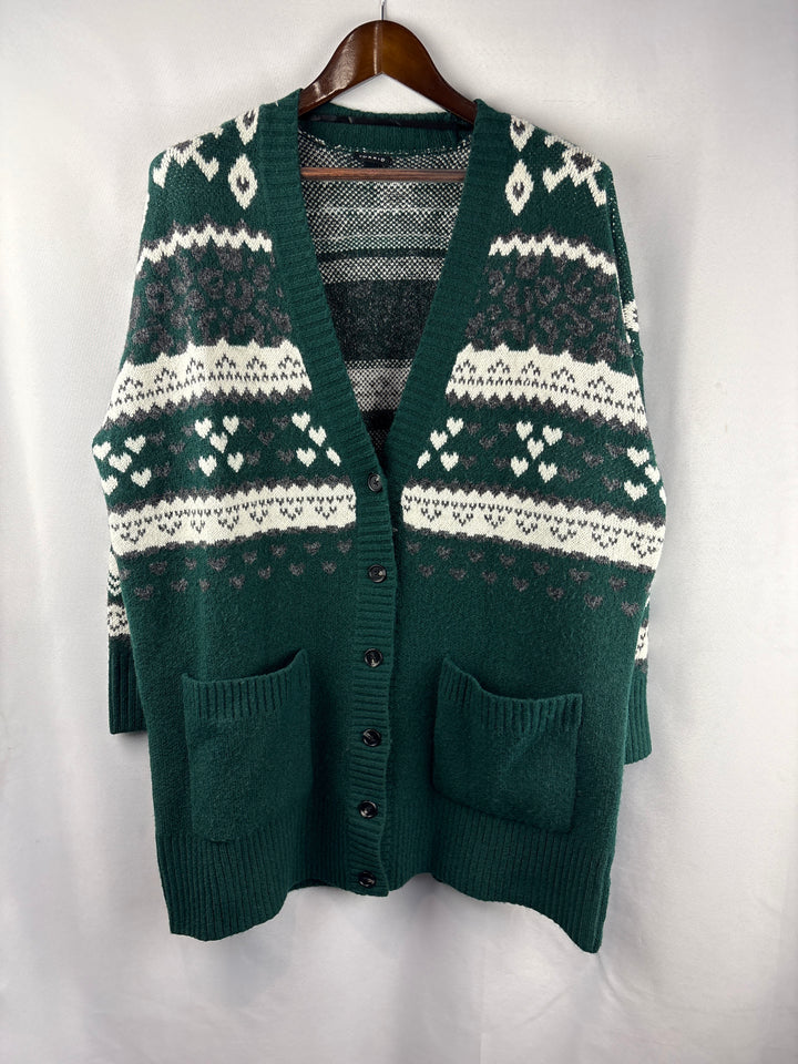 Women’s Torrid Size 1 Dark Green Heart Patterned Cardigan