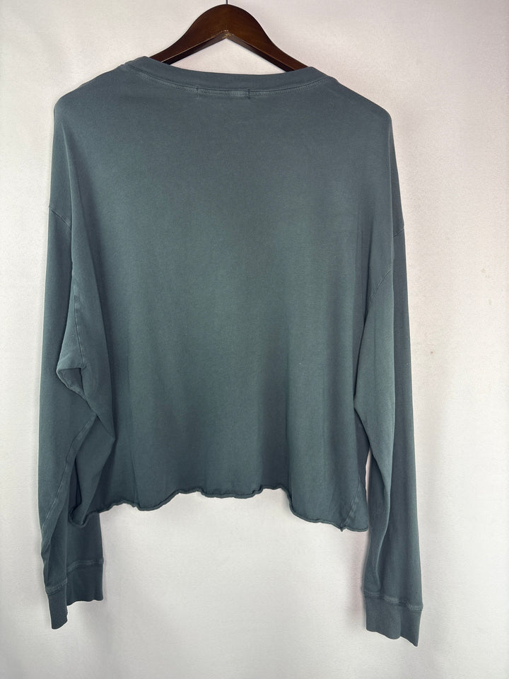 Womens DayDreamer XXL Dark Gray Def Leppard Graphic Cropped Long Sleeve Top