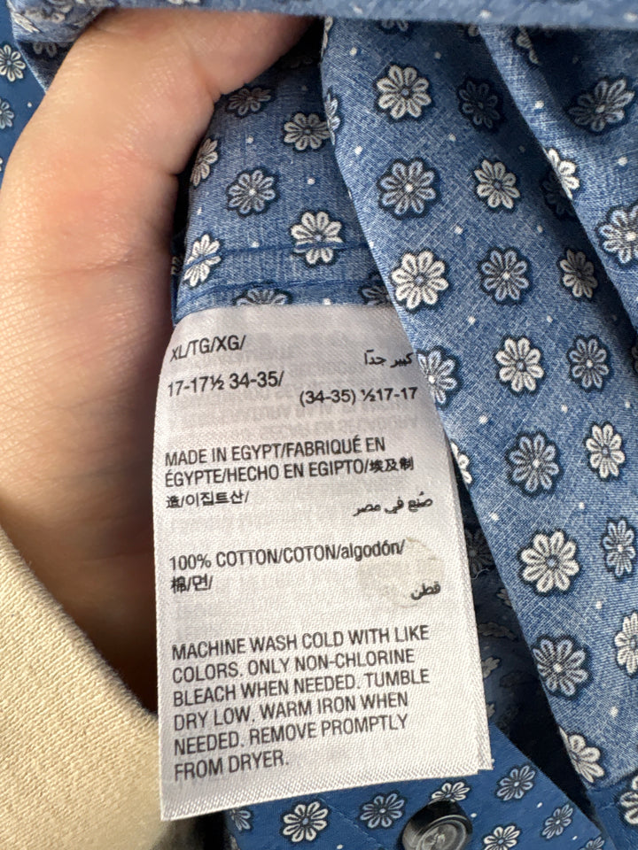 Men’s Bar lll XL Blue Floral Button Up Dress Shirt