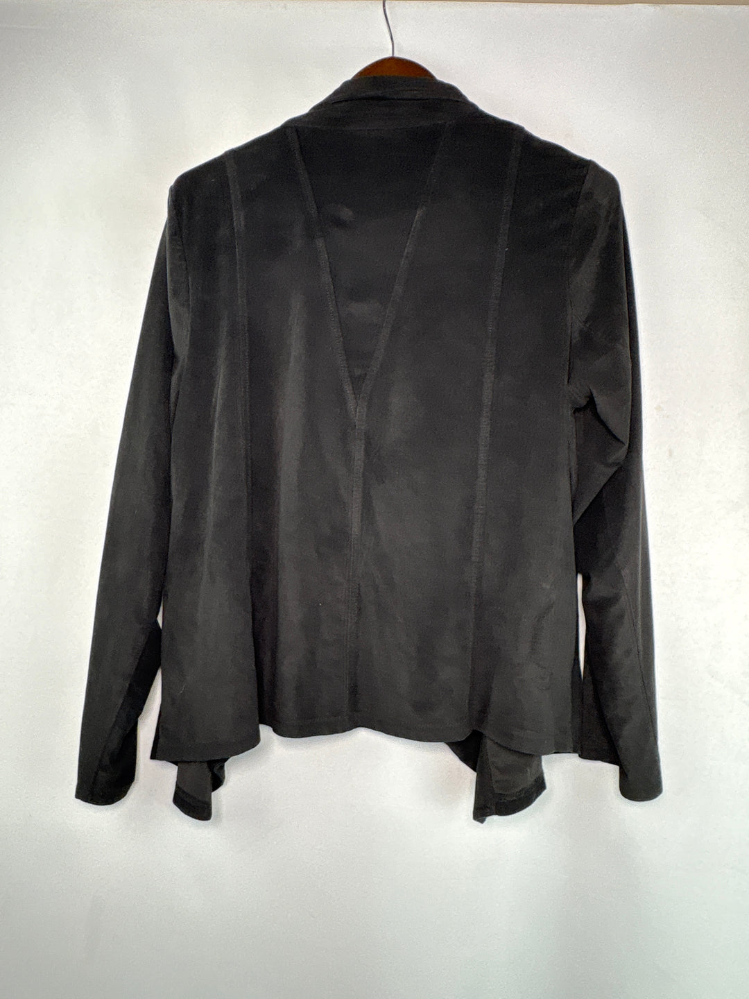 Womens Style and Co Black Faux Suede Stretch Jacket Size 1X With Stitching
