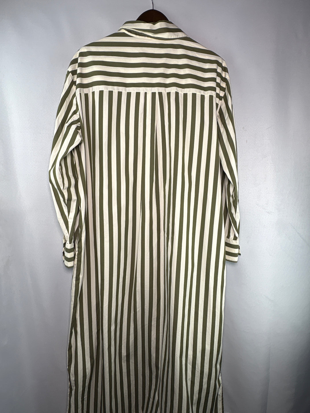 Women’s Nordstrom Size 2X Green &amp; White Stripe Button Up Maxi Dress