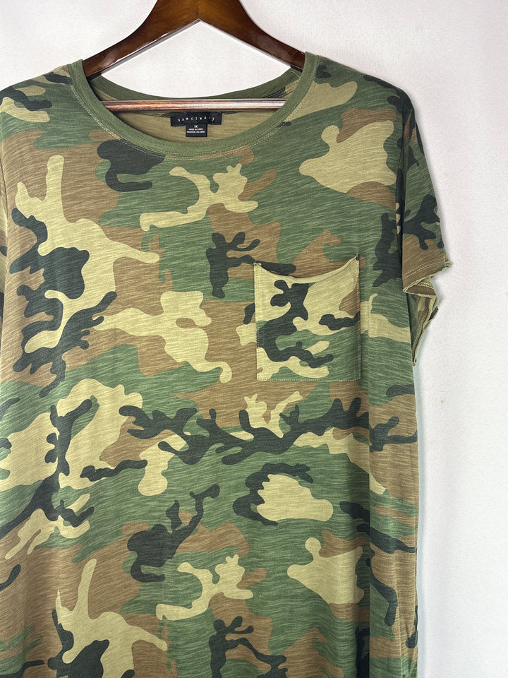 Women’s Sanctuary Size 1X Green Camo Pattern Midi Dress