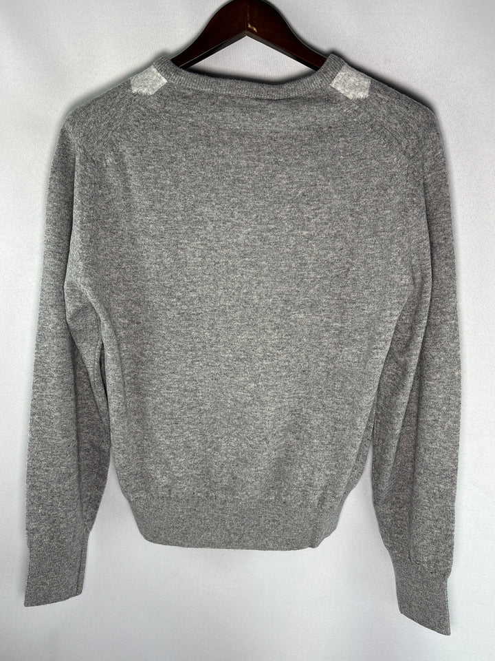 Unisex Dunst Small Light Gray Argyle V-Neck Sweater