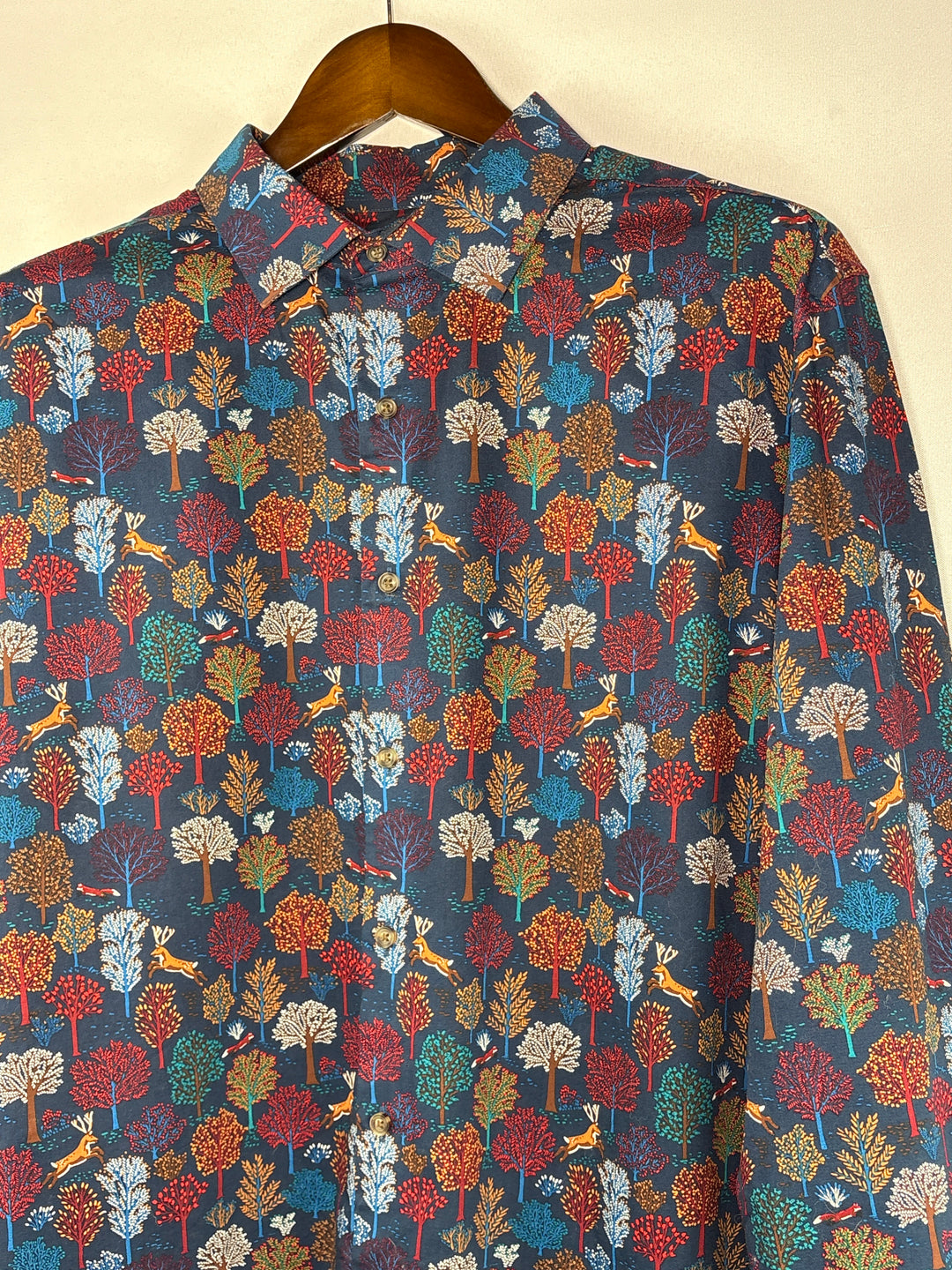 Men’s Bar lll XL Navy Woodland Patterned Dress Shirt